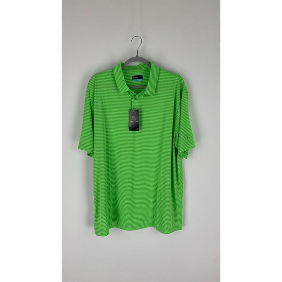 PGA Tour Feeder Stripe Short Sleeve Golf Polo Shirt Mens XL Jasmine Green New - Picture 1 of 9